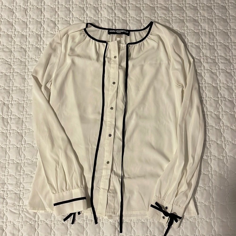Button down classy white and black shirt